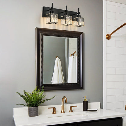 Ora Modern, lampade da bagno in cristallo dimmerabili sopra lo specchio, luci glamour per il bagno