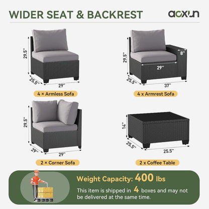 Set di mobili da giardino per esterni con cuscino spesso 4 pollici