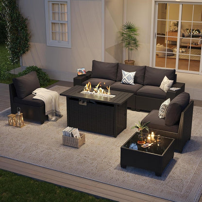 Set di mobili da giardino per esterni con cuscino spesso 4 pollici