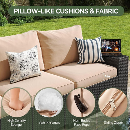 Set di mobili da giardino per esterni con cuscino spesso 4 pollici