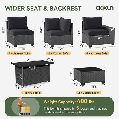 Set di mobili da giardino per esterni con cuscino spesso 4 pollici