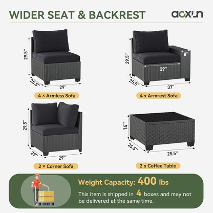 Set di mobili da giardino per esterni con cuscino spesso 4 pollici