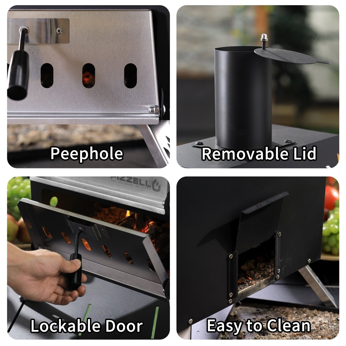 Forno per pizza a legna da esterno a 2 strati, griglia per pizza da esterno per feste in giardino - 12 pollici