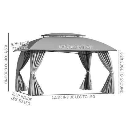 Gazebo da esterno Outsunny da 10' x 13' con pareti laterali, tetto a doppia ventilazione, struttura in acciaio