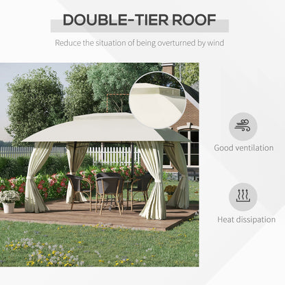 Gazebo da esterno Outsunny da 10' x 13' con pareti laterali, tetto a doppia ventilazione, struttura in acciaio
