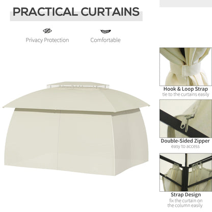 Gazebo da esterno Outsunny da 10' x 13' con pareti laterali, tetto a doppia ventilazione, struttura in acciaio