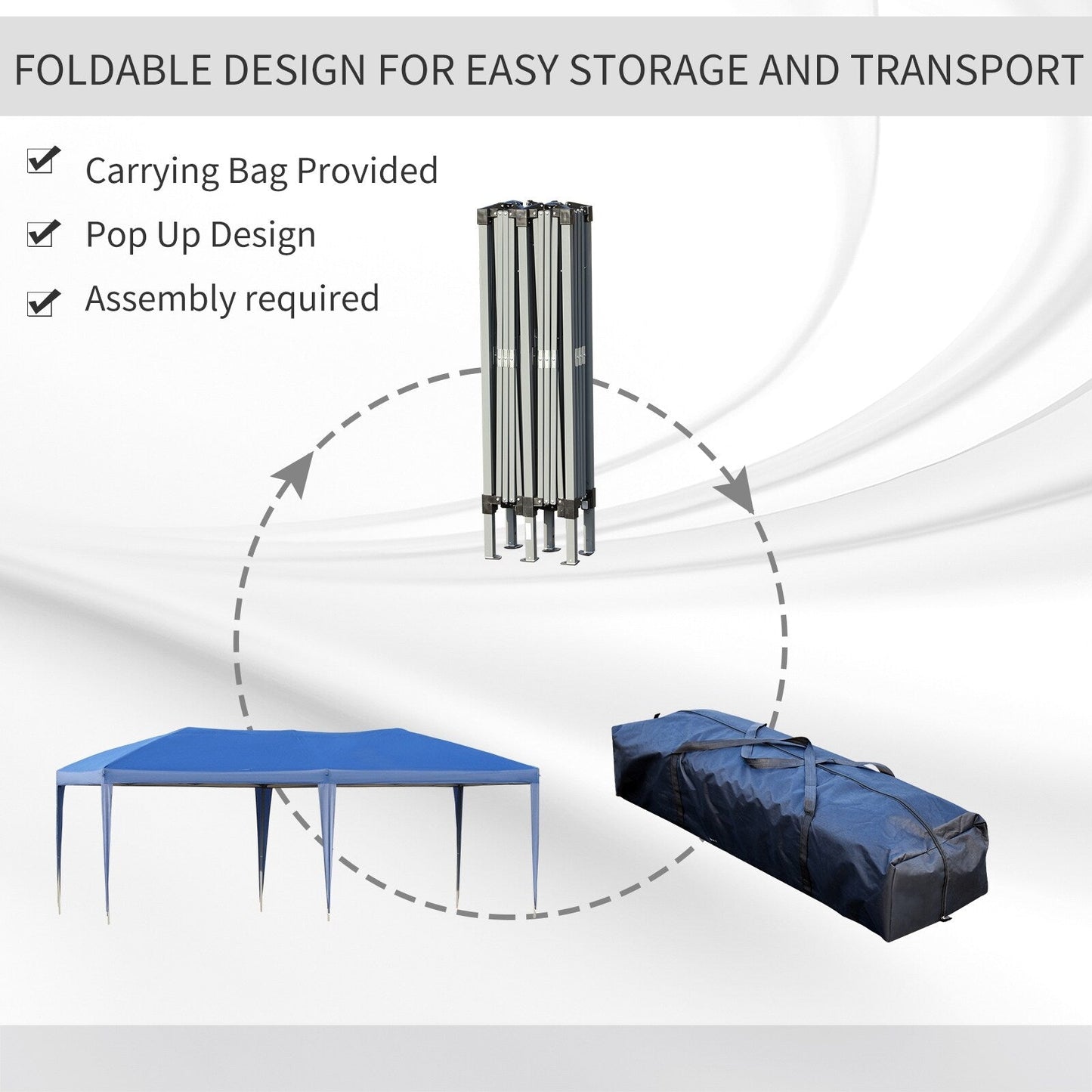 Tendalino pieghevole Outsunny Heavy Duty con telaio robusto, tetto anti-UV, borsa per il trasporto per patio, cortile, spiaggia, giardino