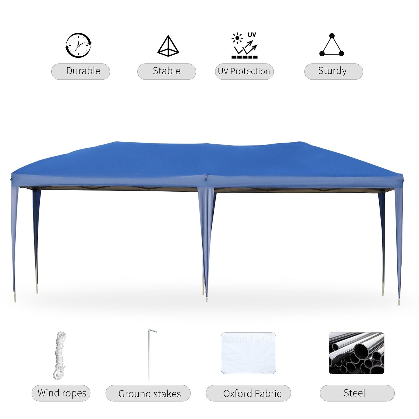 Tendalino pieghevole Outsunny Heavy Duty con telaio robusto, tetto anti-UV, borsa per il trasporto per patio, cortile, spiaggia, giardino