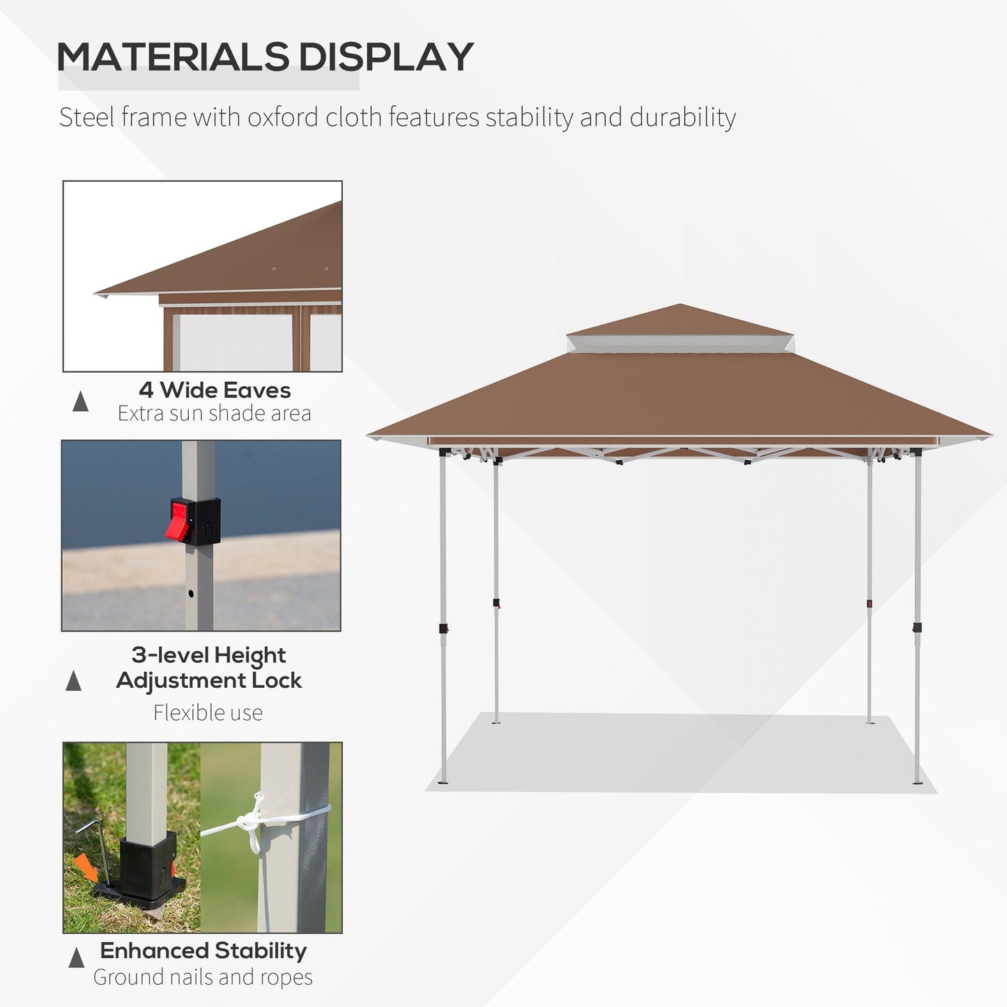 Tenda parasole Outsunny Pop Up Canopy da 12' x 12', pieghevole istantanea, con rete laterale in rete, altezza regolabile su 3 livelli