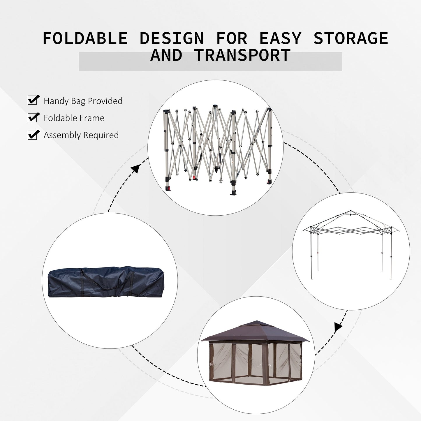 Tenda parasole Outsunny Pop Up Canopy da 12' x 12', pieghevole istantanea, con rete laterale in rete, altezza regolabile su 3 livelli