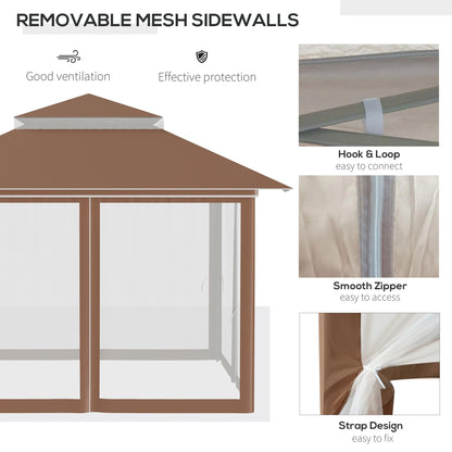 Tenda parasole Outsunny Pop Up Canopy da 12' x 12', pieghevole istantanea, con rete laterale in rete, altezza regolabile su 3 livelli