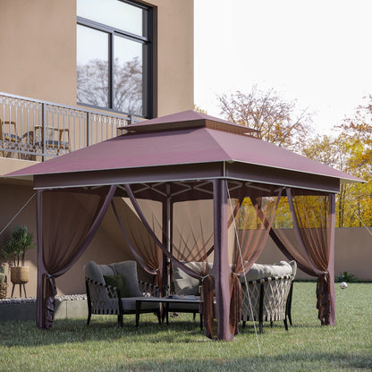 Tenda parasole Outsunny Pop Up Canopy da 12' x 12', pieghevole istantanea, con rete laterale in rete, altezza regolabile su 3 livelli