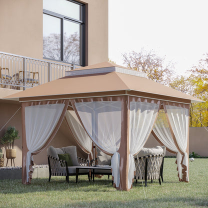 Tenda parasole Outsunny Pop Up Canopy da 12' x 12', pieghevole istantanea, con rete laterale in rete, altezza regolabile su 3 livelli