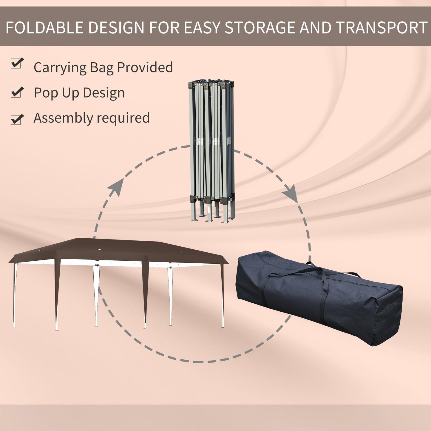 Tendalino pieghevole Outsunny Heavy Duty con telaio robusto, tetto anti-UV, borsa per il trasporto per patio, cortile, spiaggia, giardino