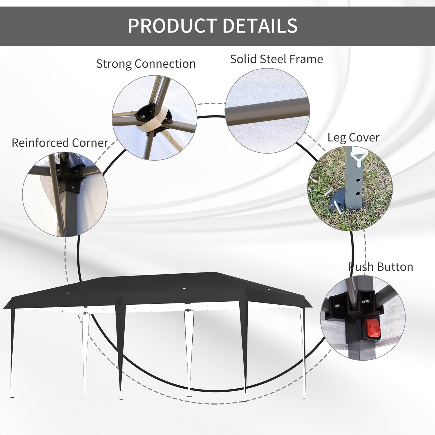 Tendalino pieghevole Outsunny Heavy Duty con telaio robusto, tetto anti-UV, borsa per il trasporto per patio, cortile, spiaggia, giardino