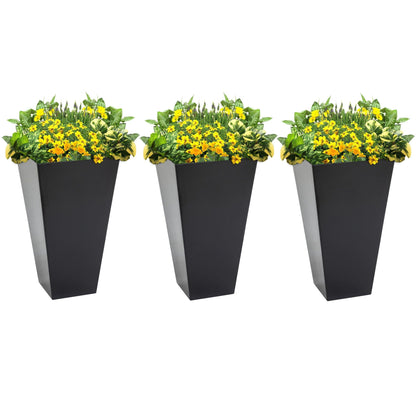 Outsunny 28 - Set di 3 vasi alti in plastica per fiori, grandi fioriere da giardino in plastica per interni ed esterni, per ingresso, patio, cortile