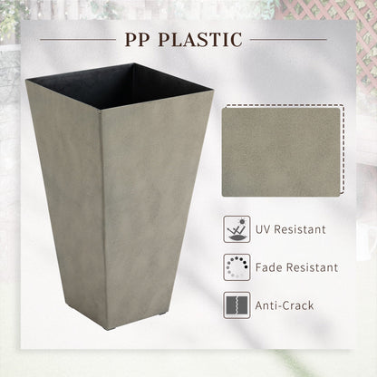 Outsunny 28 - Set di 3 vasi alti in plastica per fiori, grandi fioriere da giardino in plastica per interni ed esterni, per ingresso, patio, cortile