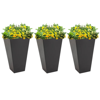 Outsunny 28 - Set di 3 vasi alti in plastica per fiori, grandi fioriere da giardino in plastica per interni ed esterni, per ingresso, patio, cortile