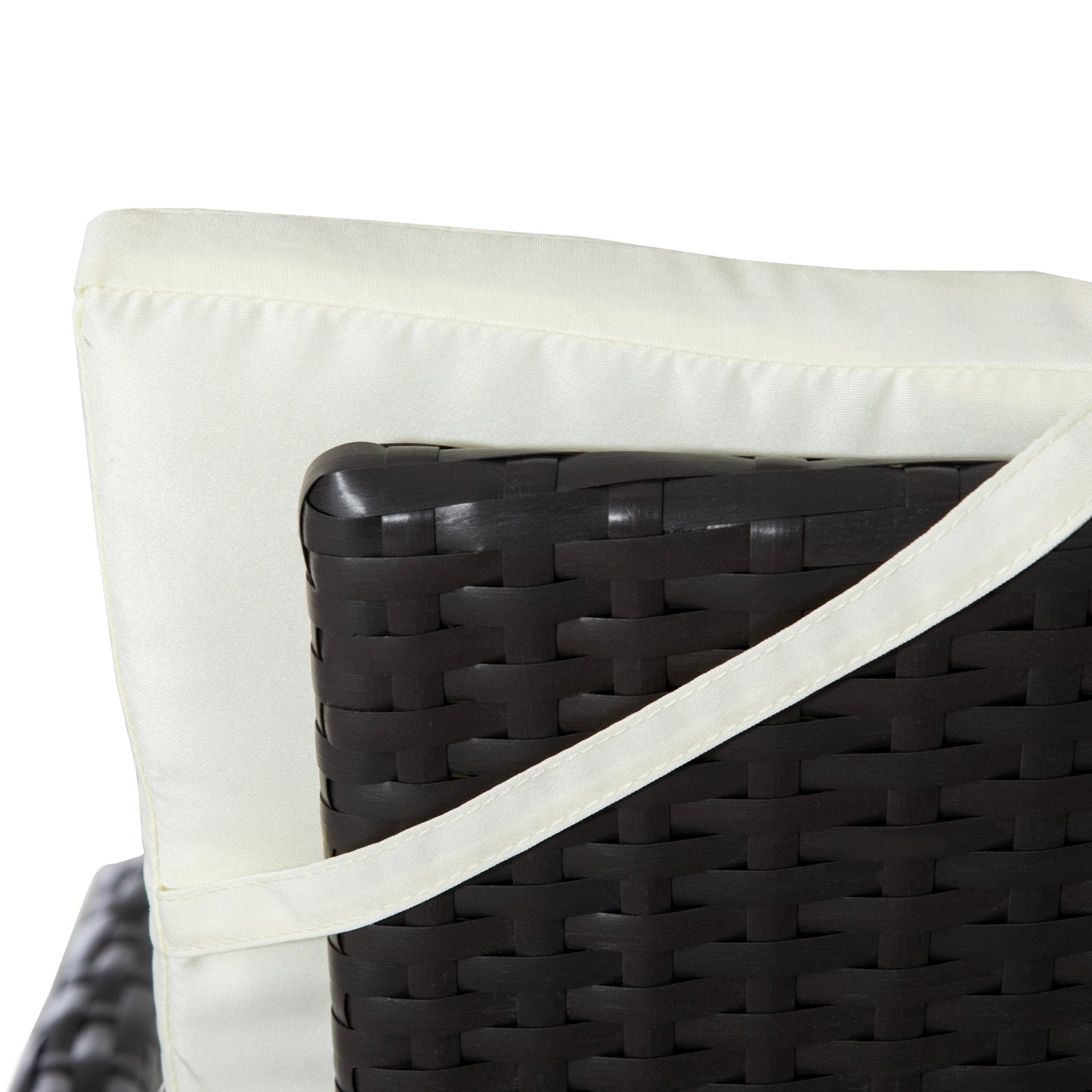 Outsunny Set di 3 divani da giardino in rattan PE, sedie reclinabili da esterno, tavolino da caffè con piano in plastica effetto legno