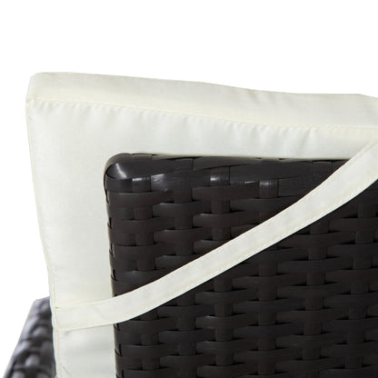 Outsunny Set di 3 divani da giardino in rattan PE, sedie reclinabili da esterno, tavolino da caffè con piano in plastica effetto legno