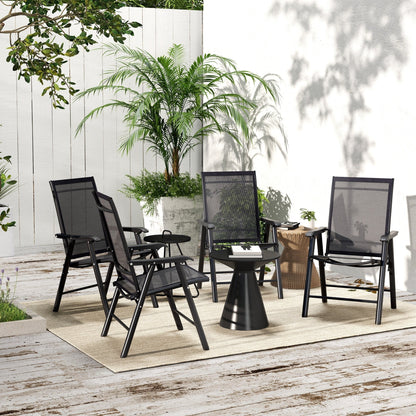 Set di 4 sedie pieghevoli da giardino Outsunny dal design semplice ed elegante, comode per il terrazzo, il giardino, il cortile e i viaggi