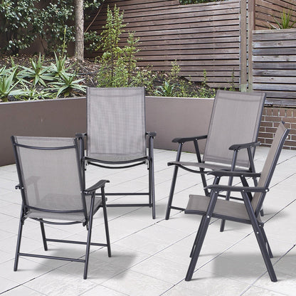 Set di 4 sedie pieghevoli da giardino Outsunny dal design semplice ed elegante, comode per il terrazzo, il giardino, il cortile e i viaggi