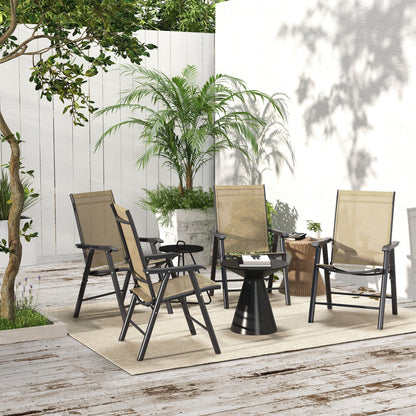 Set di 4 sedie pieghevoli da giardino Outsunny dal design semplice ed elegante, comode per il terrazzo, il giardino, il cortile e i viaggi