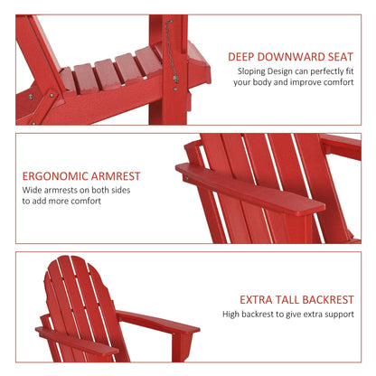 Sedia pieghevole Adirondack Outsunny, sedie da spiaggia in plastica HDPE per esterni adatte a tutte le stagioni, per patio, terrazza e mobili da giardino