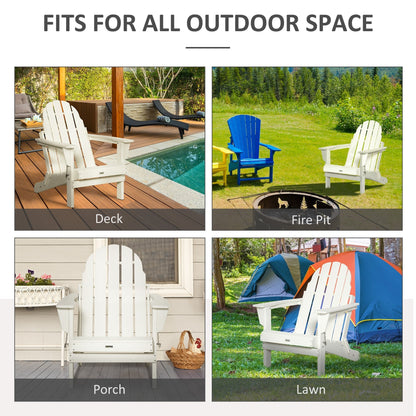 Sedia pieghevole Adirondack Outsunny, sedie da spiaggia in plastica HDPE per esterni adatte a tutte le stagioni, per patio, terrazza e mobili da giardino