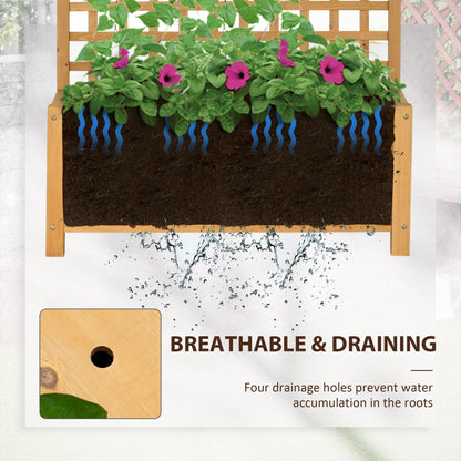 Fioriera in legno Outsunny con traliccio, aiuola rialzata per piante rampicanti con fori di drenaggio e tetto