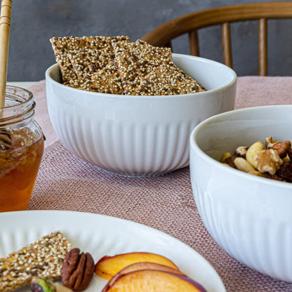 Servizio da tavola scanalato in porcellana bianca Over and Back da 24 pezzi