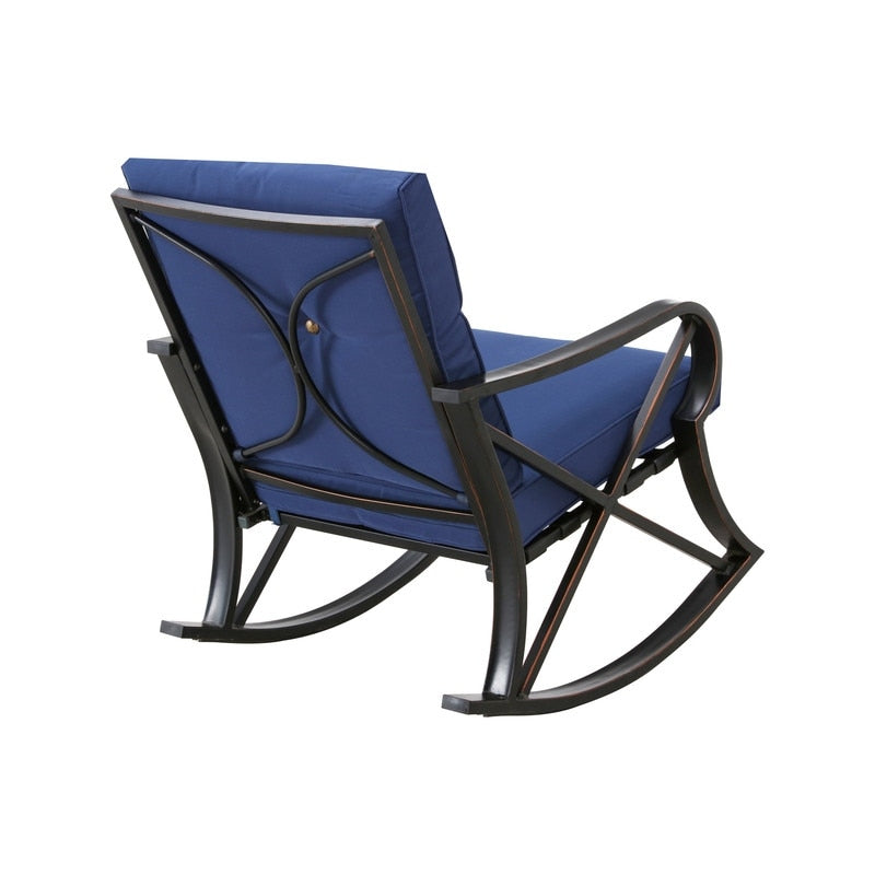 PATIO FESTIVAL - Set da conversazione con sedia a dondolo da esterno da 3 pezzi con cuscini