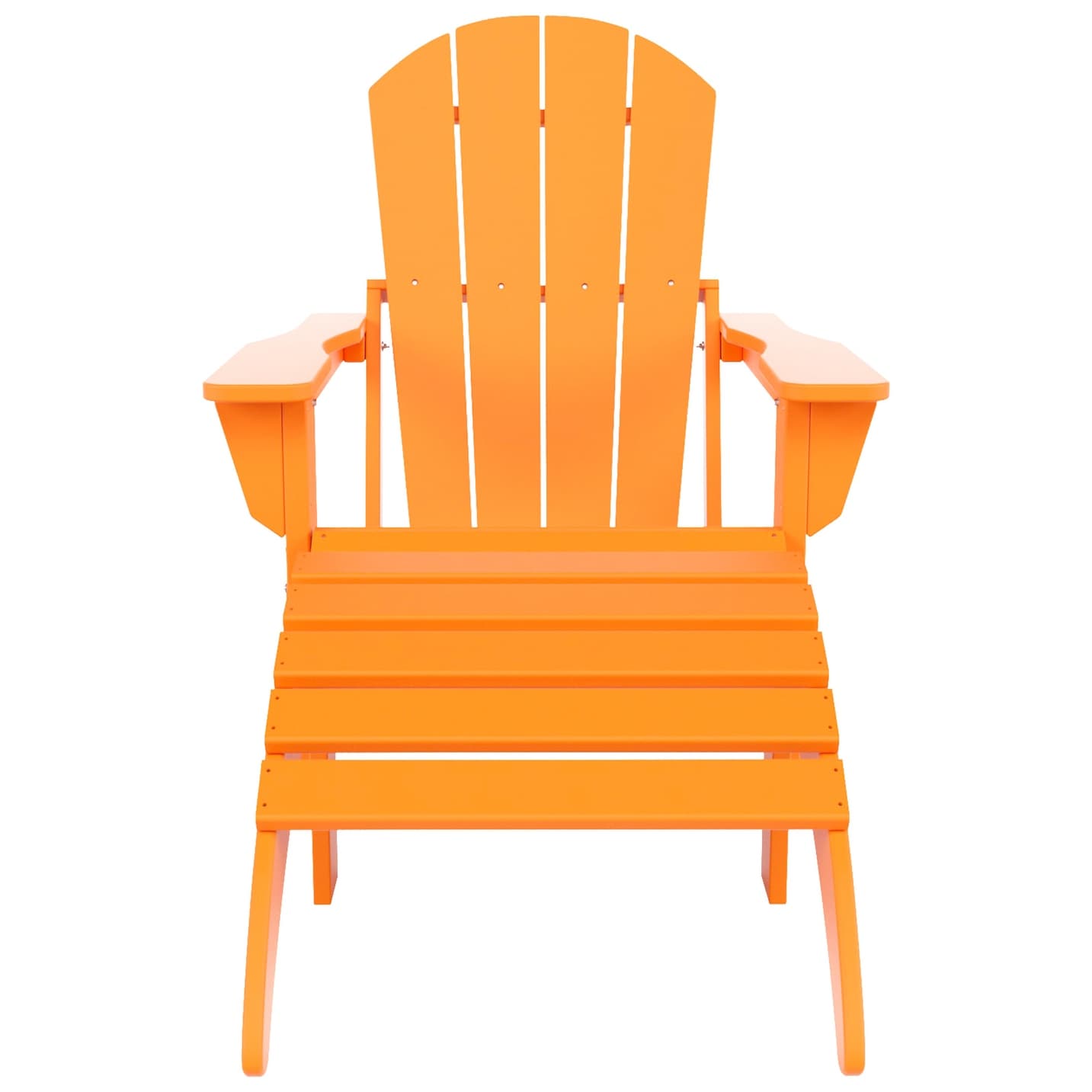 Sedia Adirondack pieghevole per esterni e patio Polytrends Laguna HDPE, adatta a tutte le stagioni, con pouf (set da 2 pezzi)