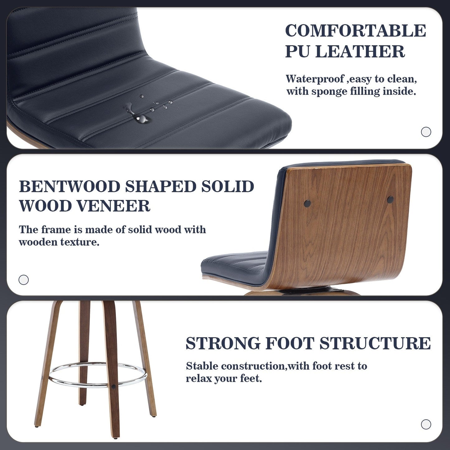 26/29 Sgabelli da bar/bancone girevoli in similpelle, set da 2/3