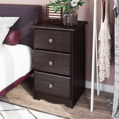 Comodino Palace Imports in legno massello al 100% con 3 cassetti e pomelli in metallo o legno