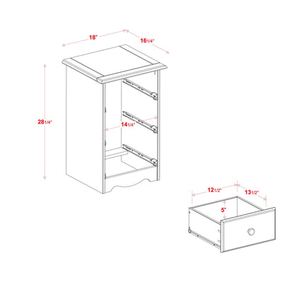 Comodino Palace Imports in legno massello al 100% con 3 cassetti e pomelli in metallo o legno