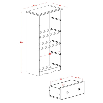 Palace Imports Cassettiera 100% in legno massello con 5 cassetti grandi, serratura, pomelli in metallo o legno