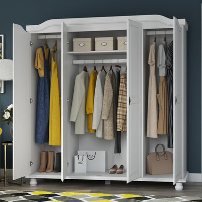 Armadio guardaroba Kyle a 4 ante in legno massello al 100% di Palace Imports con ante in legno massello o a specchio