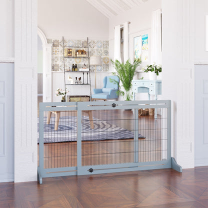 PawHut 72 cancelletto extra largo autoportante per animali domestici con lunghezza regolabile, cancelletto piccolo per cani e neonati per casa, porta, corridoio, grigio