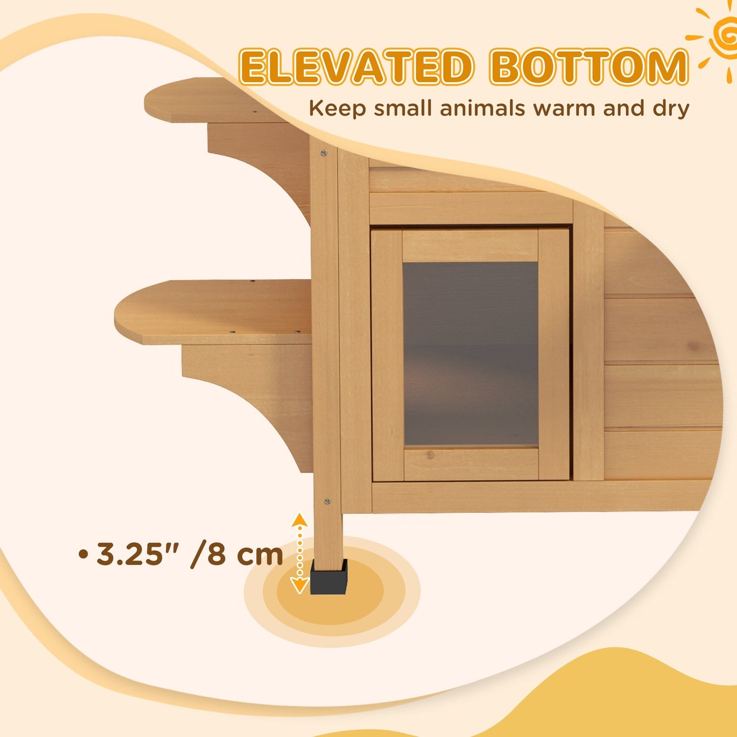 PawHut Fir Wood Cuccia per gatti da esterno a 2 piani, rifugio in legno per gatti selvatici con tetto apribile in asfalto per interni/esterni, bianco/grigio