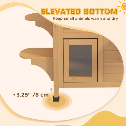 PawHut Fir Wood Cuccia per gatti da esterno a 2 piani, rifugio in legno per gatti selvatici con tetto apribile in asfalto per interni/esterni, bianco/grigio