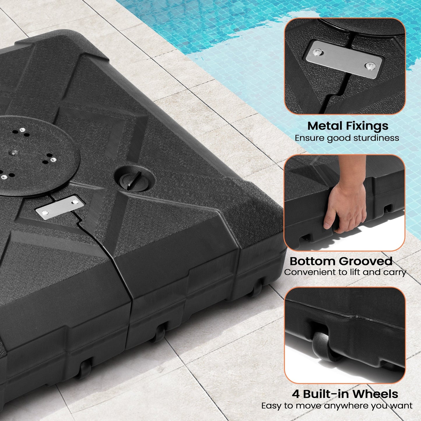 Base per ombrellone a sbalzo da 220 libbre con ruote per patio Pellebant - N/D