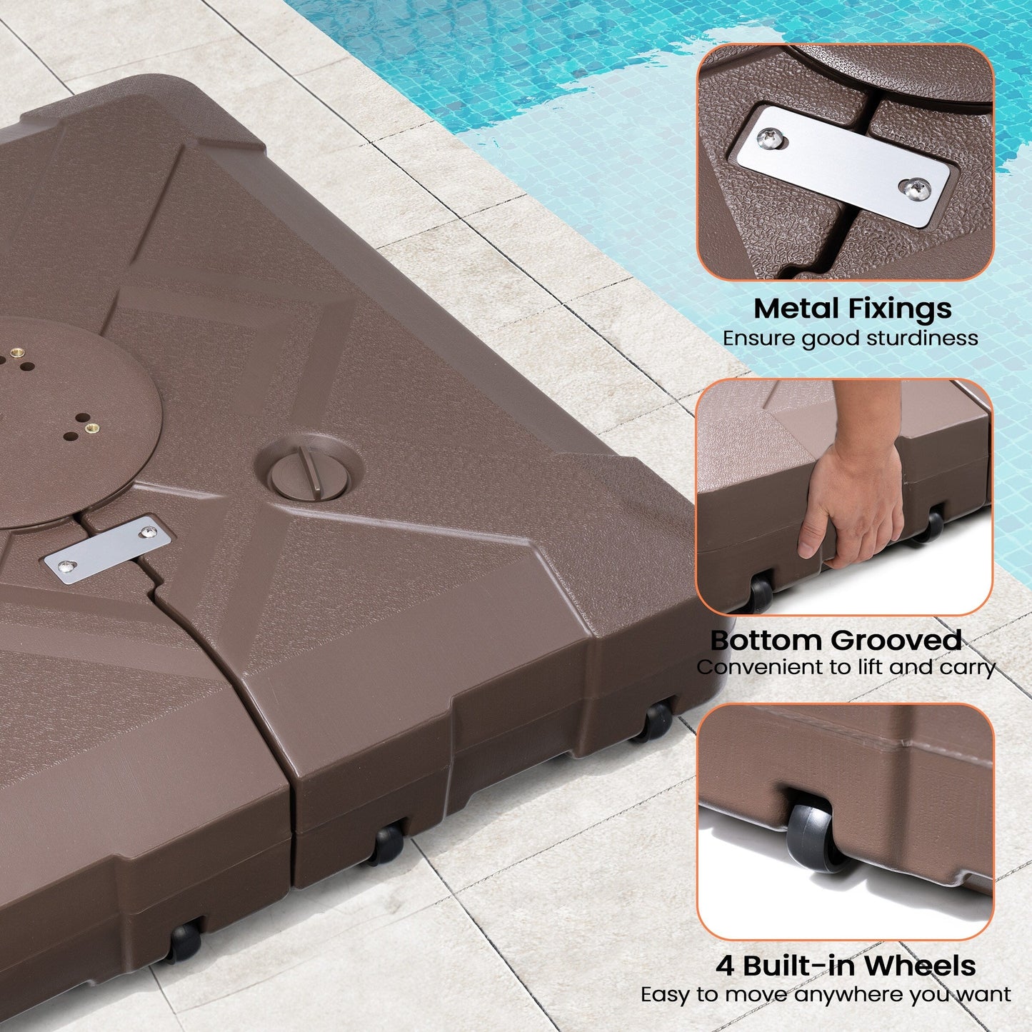 Base per ombrellone a sbalzo da 220 libbre con ruote per patio Pellebant - N/D