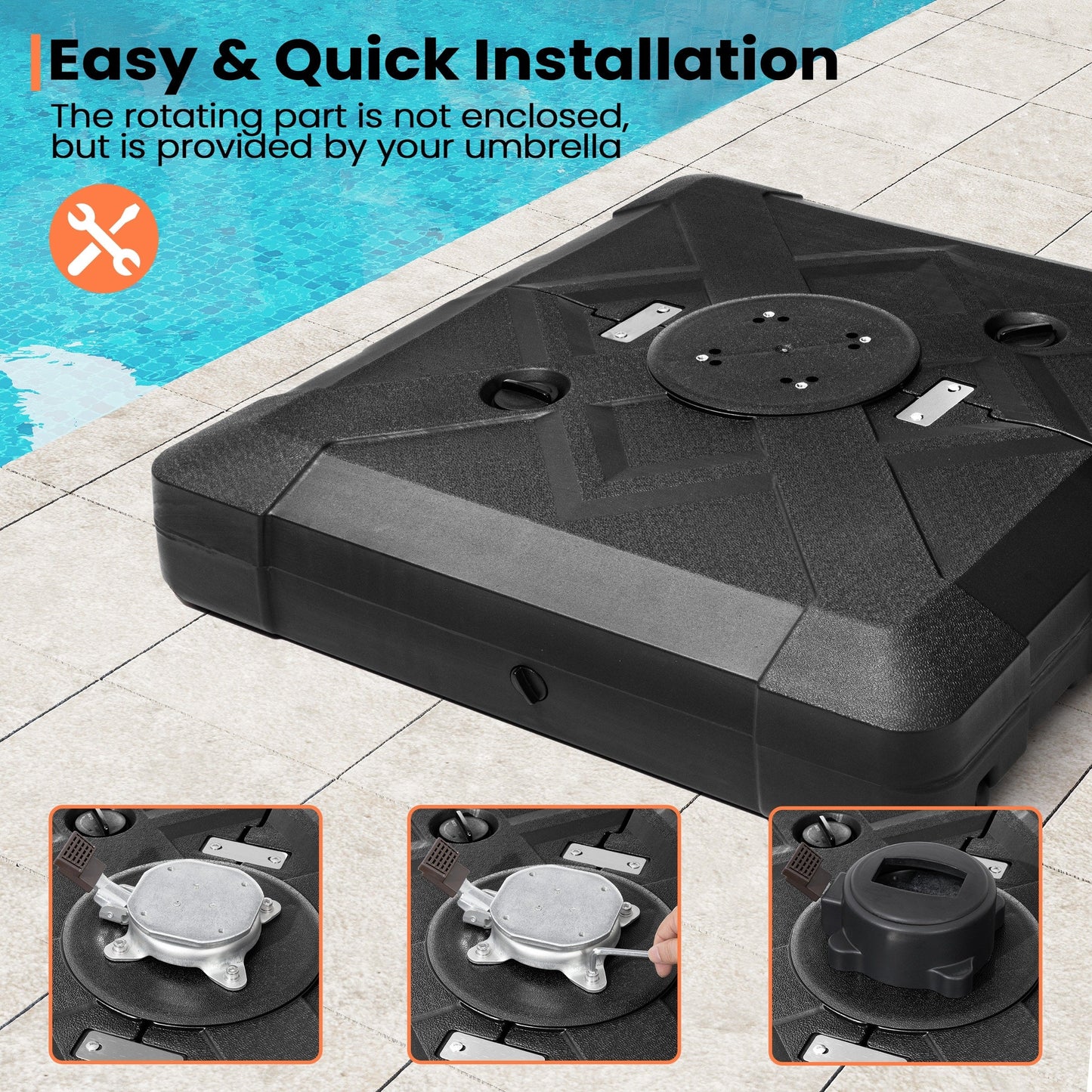 Base per ombrellone a sbalzo da 220 libbre con ruote per patio Pellebant - N/D