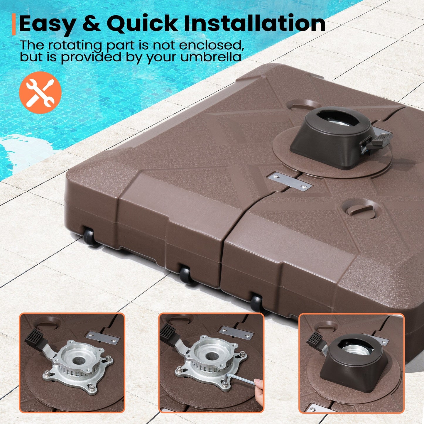 Base per ombrellone a sbalzo da 220 libbre con ruote per patio Pellebant - N/D