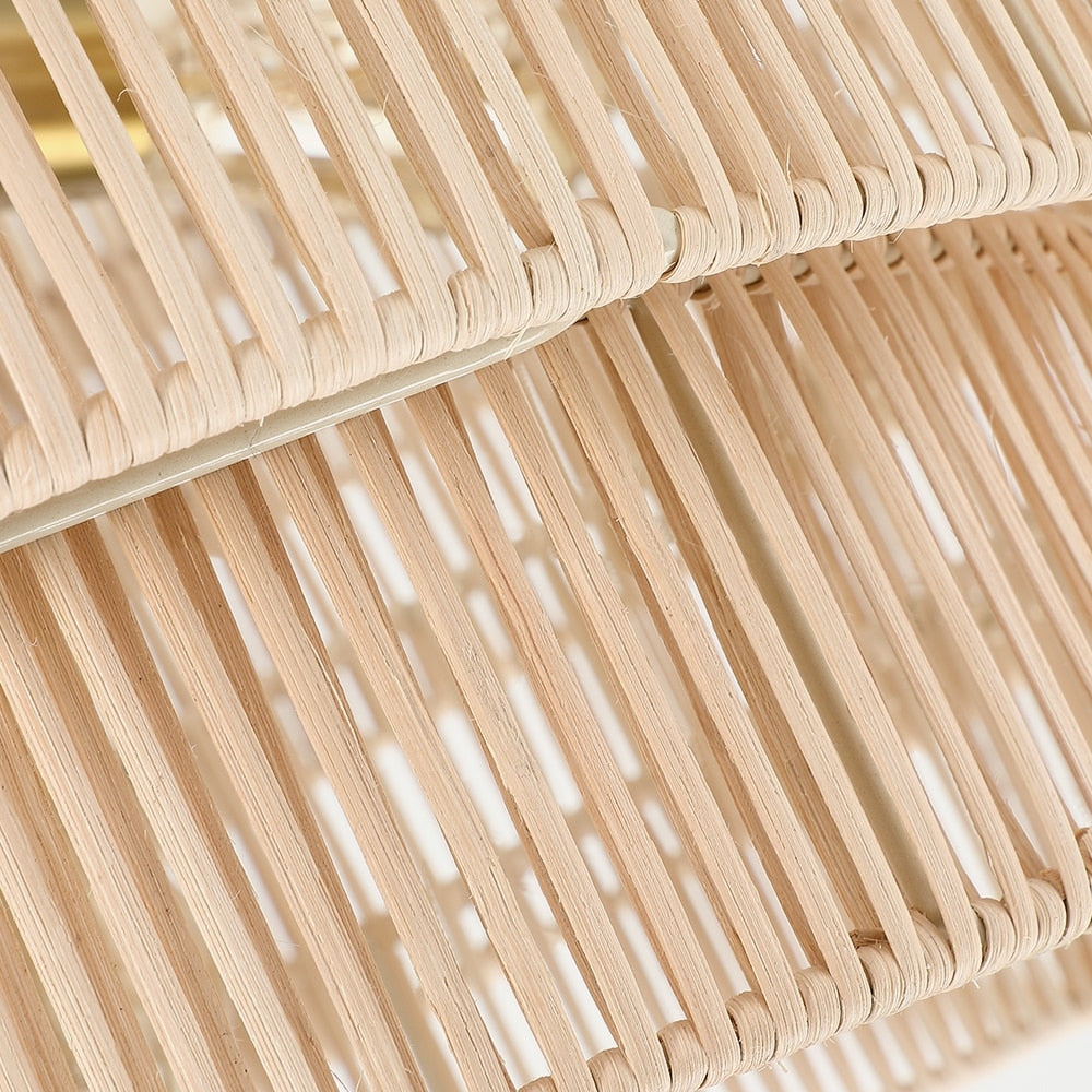 Lampadario moderno bohémien Piersan a 5 luci con paralume in rattan a più livelli - 26 pollici di larghezza