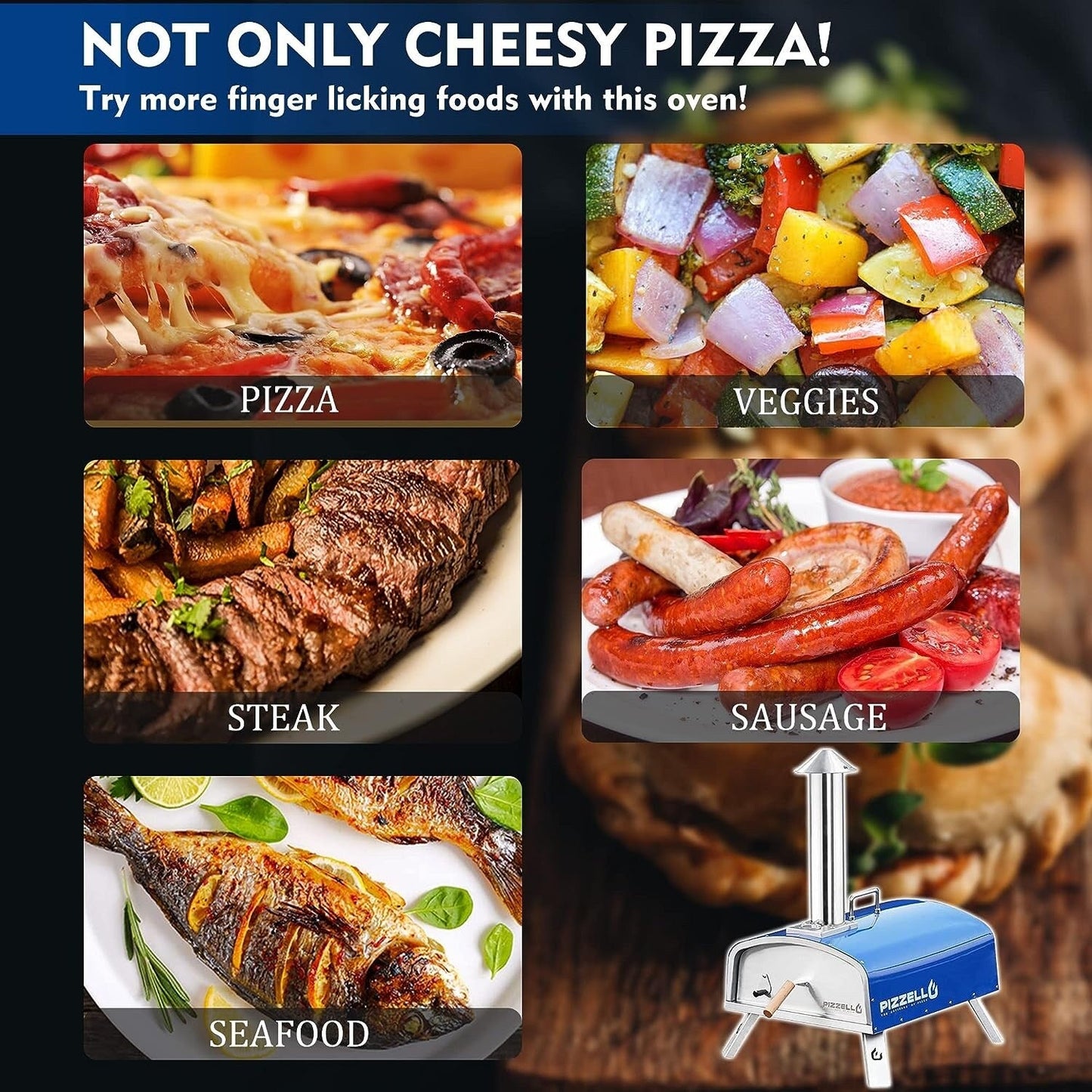 Forno per pizza a legna da esterno, forno per pizza portatile con pala per pizza e borsa per il trasporto - 16 pollici