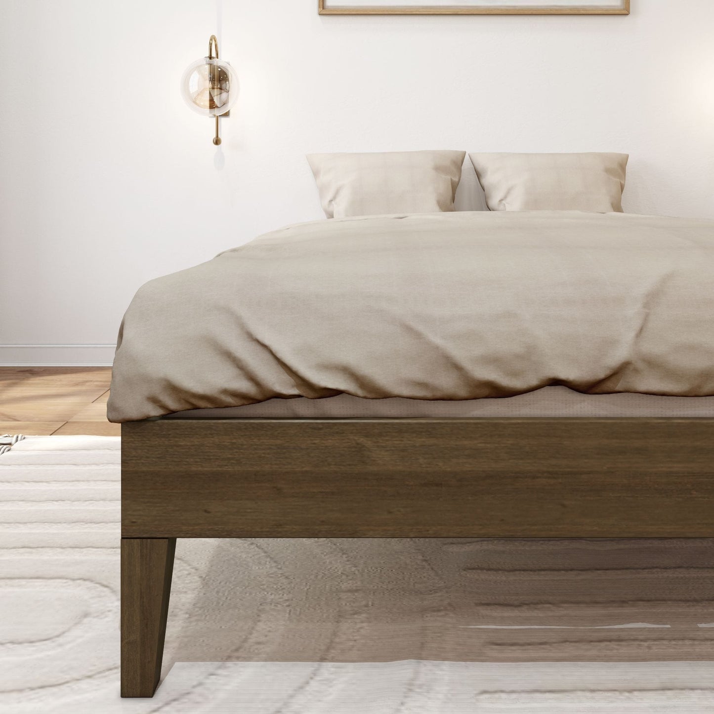 Letto a piattaforma full-size con travi e assi