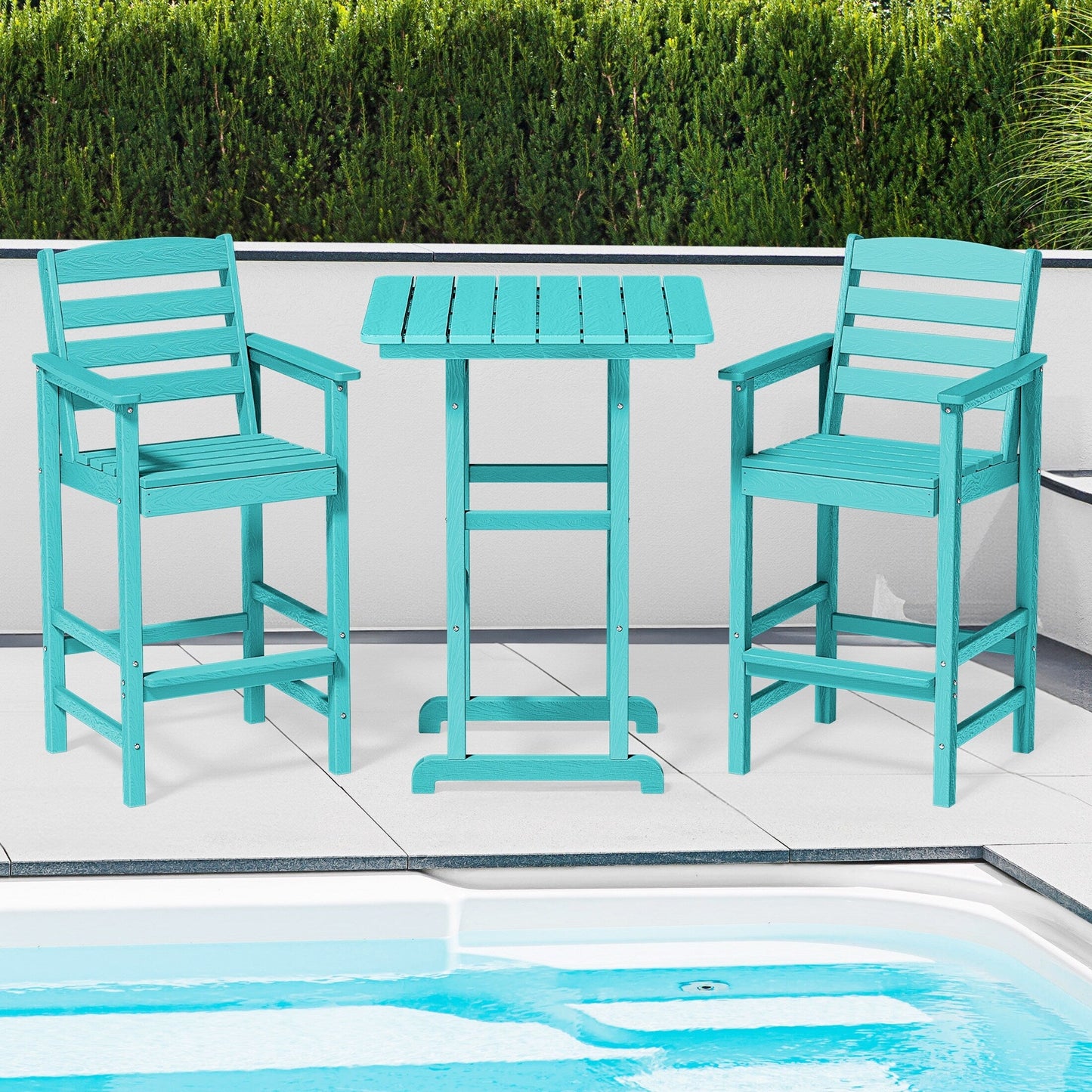 Set di 3 sedie Adirondack alte in plastica, set da conversazione per patio