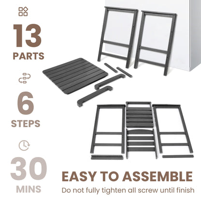 Set di 3 sedie Adirondack alte in plastica, set da conversazione per patio